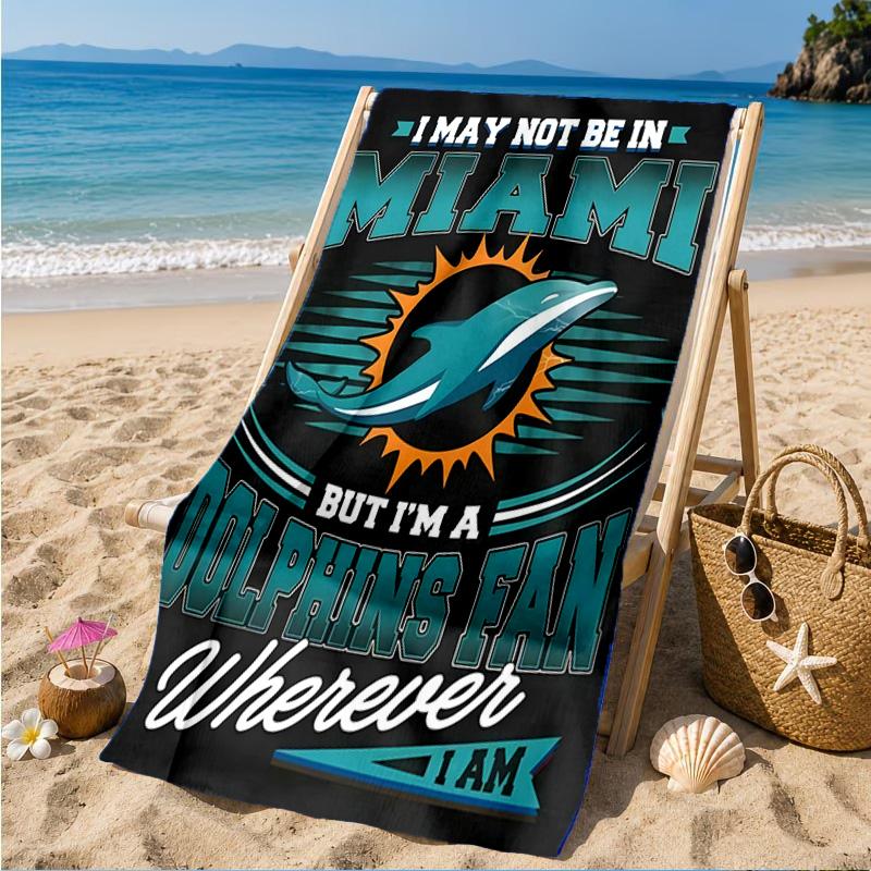 Dolphins Team Logo Artwork Beach Towel, Microfiber Beach Towel, Perfect For Pool, Beach, Travel, Home Decor Beach Party Fan gifts