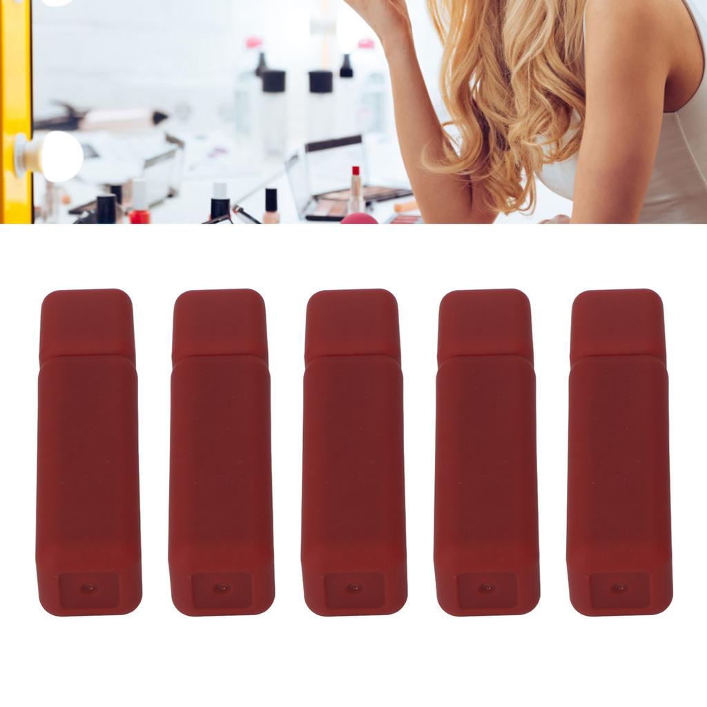 5 Pcs Empty Lip Gloss Tubes Rubber Paint Frosted Texture Refillable Rectangular Lip Balm Bottles Red
