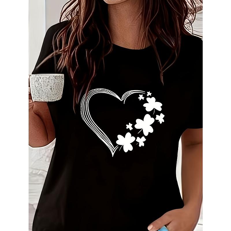 

European Size Dispatched from Nearby Storage. A Casual Christmas Top for Women, a Relaxed-Fit Basic Shirt, Stylish Round-Neck Short 4XL