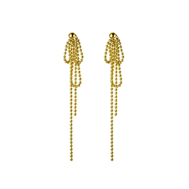 

[AJIRO ACCESSORY] P092 (Gold) Surgical Stainless Steel gold chain ball chain design stainless steel earrings ladies gift Popularity ast0314