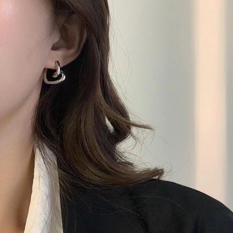 

Korean Asymmetrical Earrings Set Geometric Star Lock Love Drop Earrings срібний