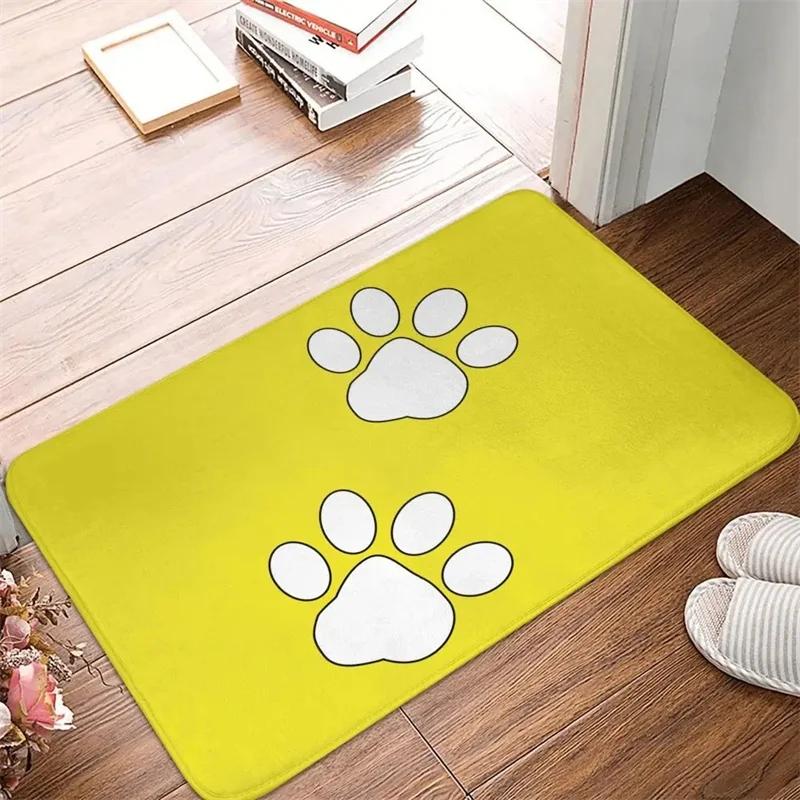 Dog Lover Heart Paw Print Red Heart Center Non-slip Machine Washable Fluffy Plush Entry Doormat Pet Owner Home Decor Carpet Rug