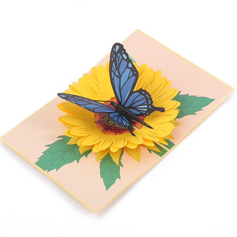 3D Sunflower Butterfly Pop-up Greeting Card for Teacher