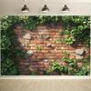 1 Vintage Brick Wall and Green Background Cloth - Suitable for Birthdays, Holidays, Parties, Multiple Sizes To Choose from
