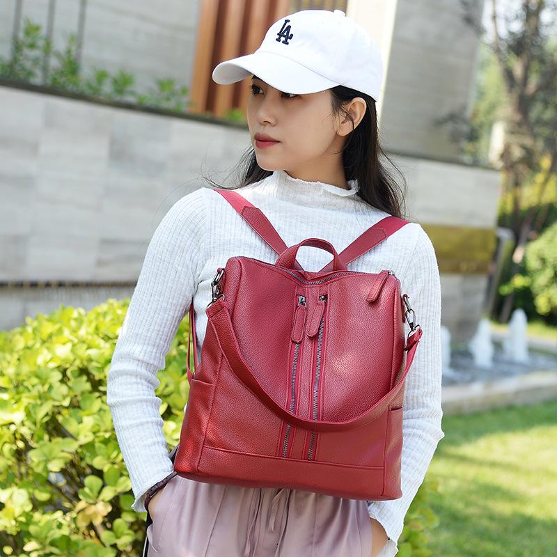 Korean Style Women's Backpack 2024: Trendy, Large Capacity, Soft Leather for Casual Outings & Travel