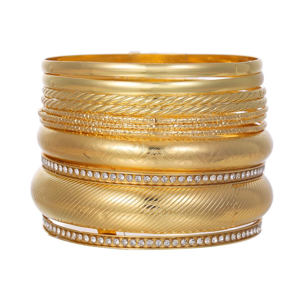 Bohemian-Style 12-Piece Multi-Layer Alloy Bracelet Set for Women