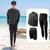 2 Pcs/Set Unisex Swimsuit Set Long Sleeves Quick-drying Fake Two-Piece Top Loose High Elasticity Adjustable Waist Couple Surfing Diving Clothes