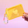 Cute Heart Pvc Transparent Handbag Coin Purse With Beads Chain Women Wallet Zipper Bag Wallet Earphone Key Storage Bag Girl Gift