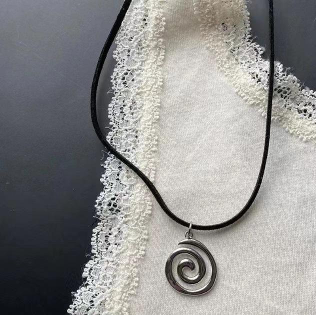 Simple Retro Irregular Geometric Vortex Spiral Pendant Necklace Earrings Set for Women Stainless Steel Bohemia Jewelry Sets Gift