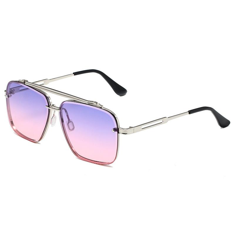 17302 Ochelari de Soare Metalici cu Lentile Duble pentru Pescuit pentru Bărbați, Ochelari de Soare Trendy pentru Street Shooting, Senzorialitate Avansată