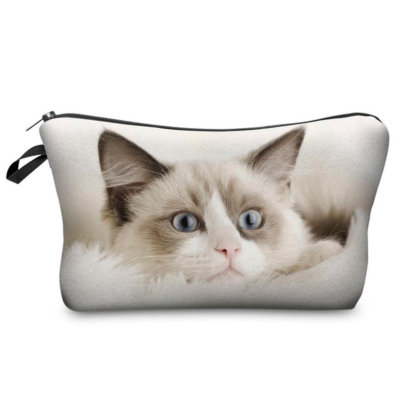Women Cat Print Cosmetic Bag Toiletries Organize Travel Storage Case  6427 KTB