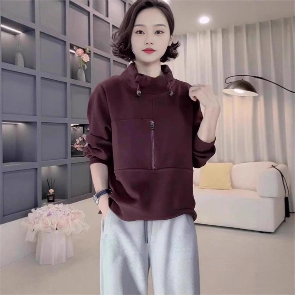 Autumn 2025 Women's Loose Korean Style Hoodie Pullover, Long Sleeve Casual College Style Top, Slimming Fit.