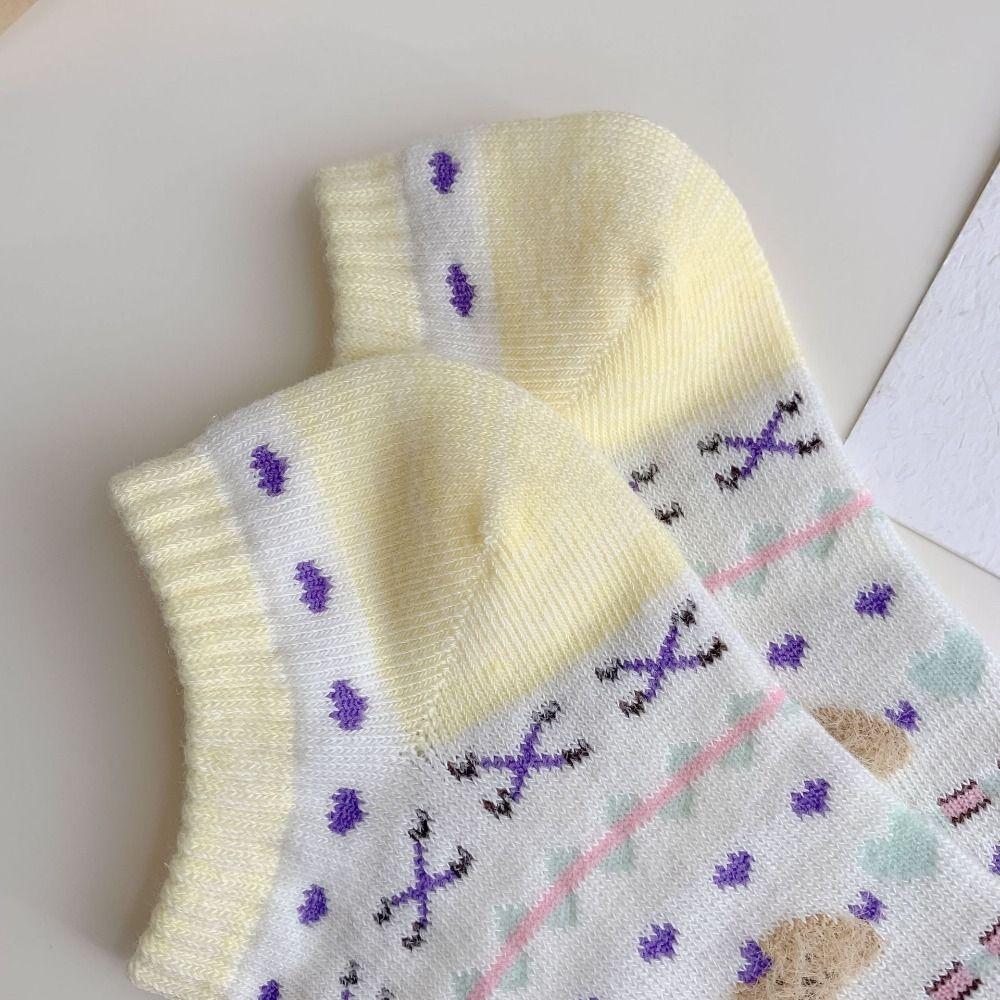 5Pairs Ins Style Sweet Ankle Socks Breathable Socks Women Soft Heart Short Socks  Streetwear