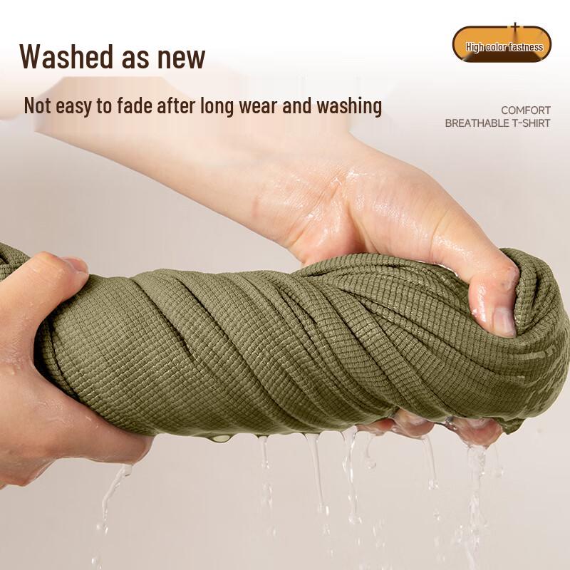 MINISO Men's Waffle Knit Henley Long Sleeve T-Shirt