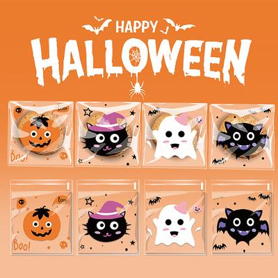 400 Pcs Halloween Treat Bags Self Adhesive Candy Bags Clear Cookie and Candy