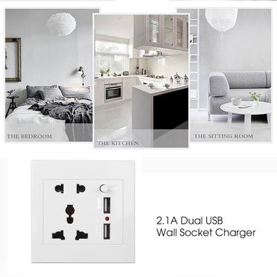 ES Standartinis Maitinimo Lizdas Dvigubas USB Prievadas Lizdas Sieninis Įkroviklio Adapteris Telefono Įkrovimo Laikiklis ES Kištukas Lizdas Maitinimo Lizdo Skydelis