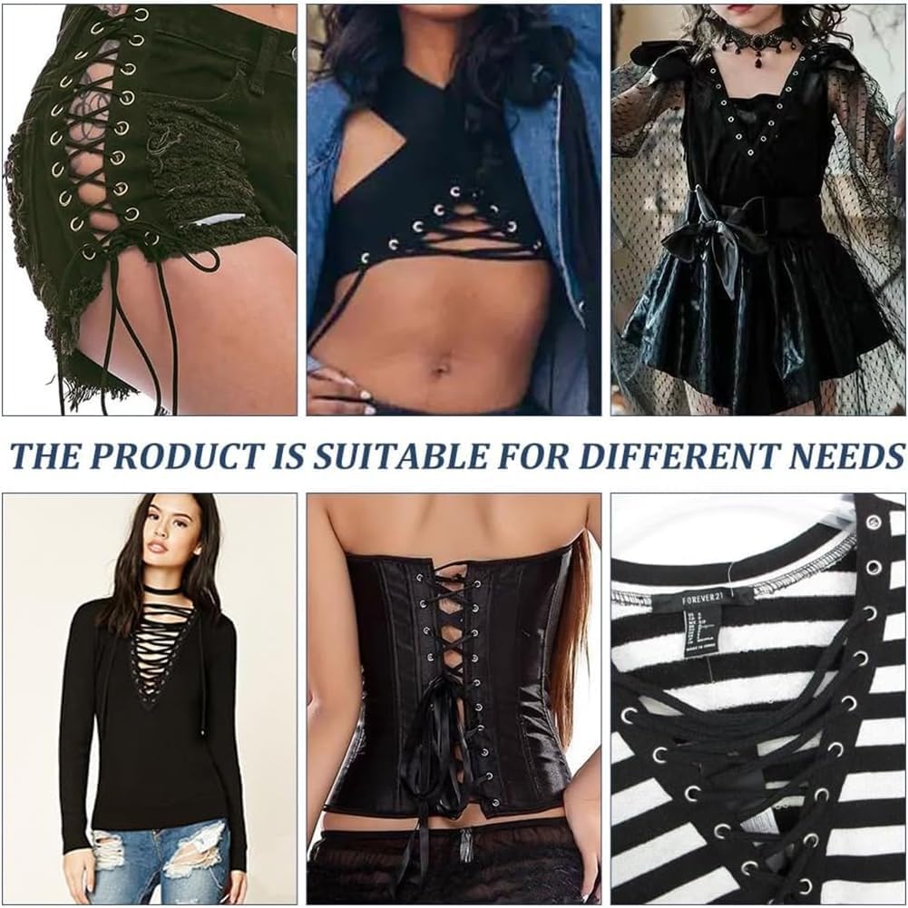 BENECREAT 5 Yards White Polyester Eyelet Tape, 1 Inch Wide Grommet Twill Tape Trim Ribbon Strip with Silver Metal Eyelet Ring for Corset Shirt DIY