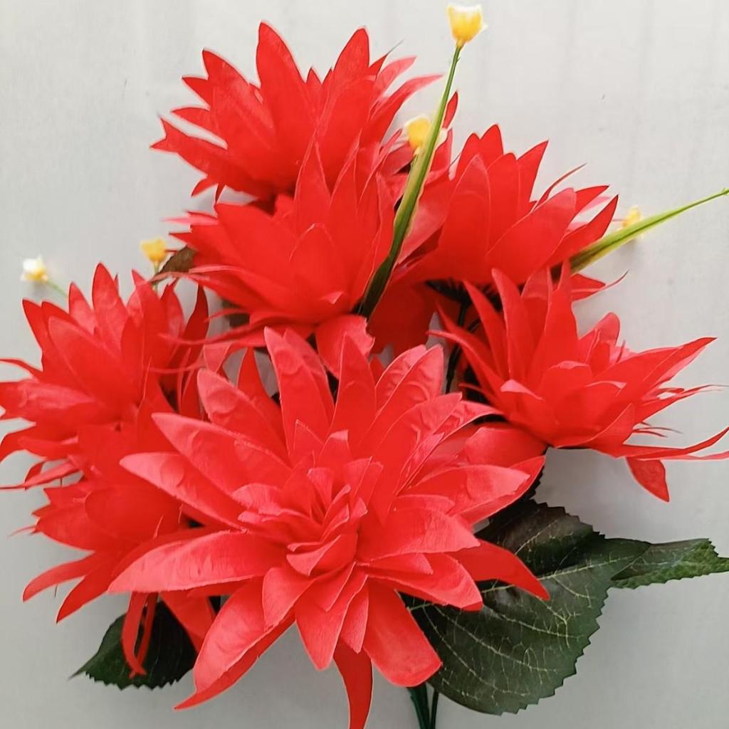 Chrysanthemum Qingming Festival Silk Bouquet: 7 Simulated Silk Flowers for Ancestor Worship and Cemetery Placement