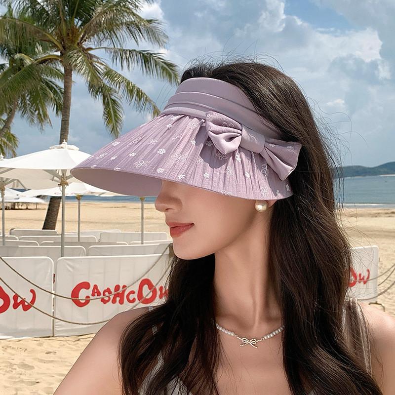 Summer Sun Hat With Butterfly Knot Large Brim For Women Sun Protection