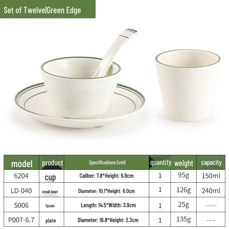 Melamine Four-Piece Table Set: Imitation Porcelain Plastic Bowls & Plates for Restaurants and Hotels