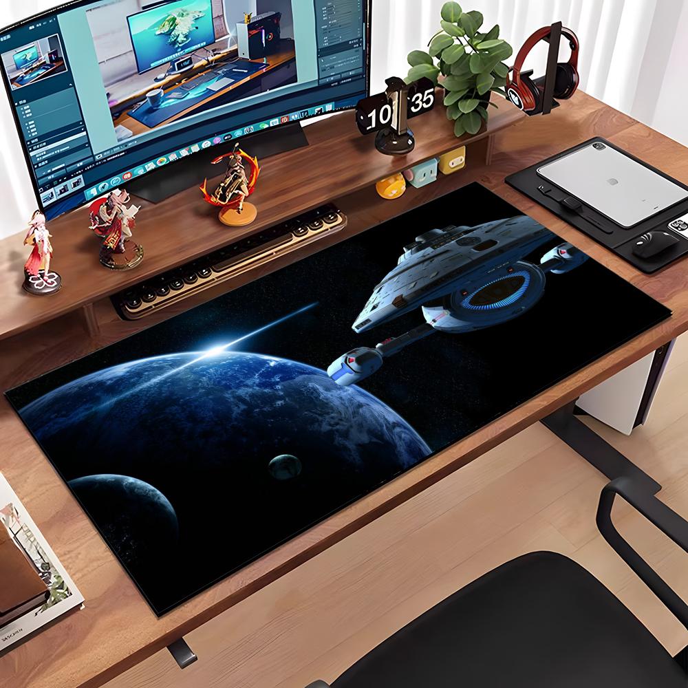 Star Trek Blueprint Mouse Pad Large Anti-Slip Rubber Gaming MousePad Durable Desk Pad Thick Seam Edge Suitable For Office And Ga