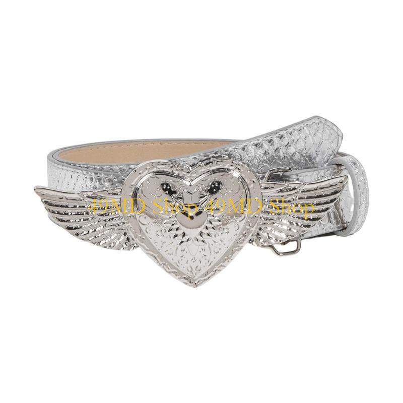 49MD Shimmering Belt Heart Wing Belt Eye Catching Waistband Female Waist Decoration серебряный