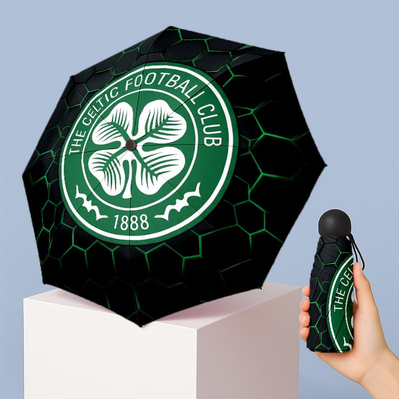 Celtic FC Mini 5 Fold Pocket Umbrella Compact Lightweight Anti UV Rain Sun Protection Umbrella Portable Travel Umbrella