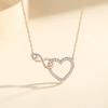 Elegant Zirconia Heart Pendant Necklace with Clavicle Chain