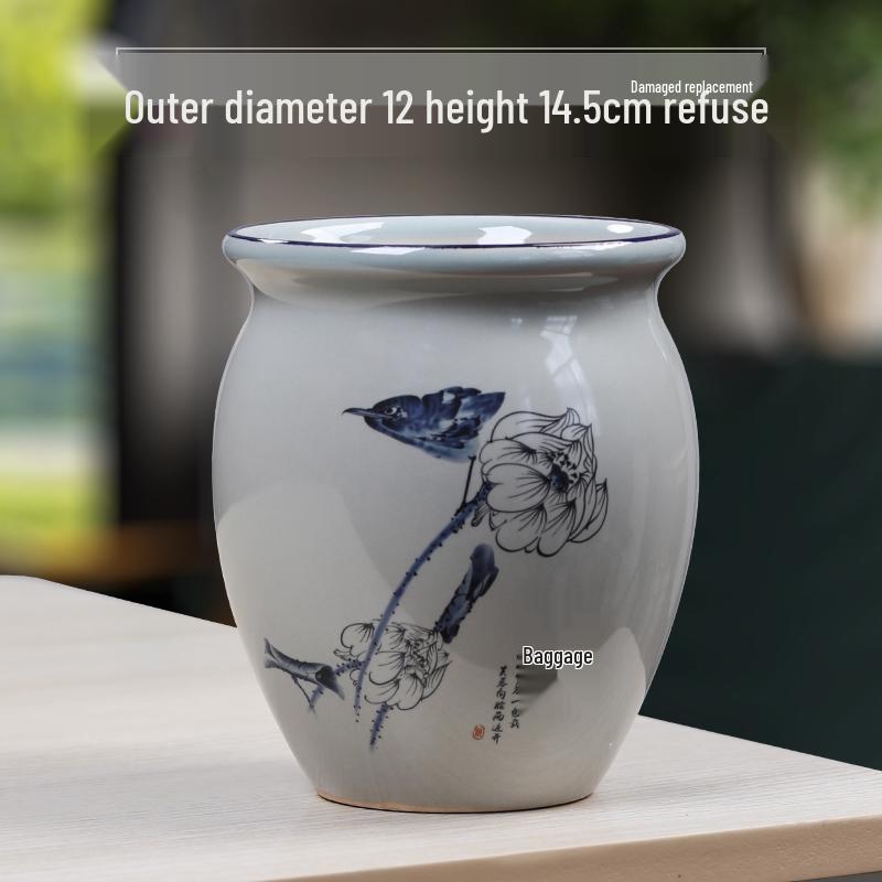 Blue & White Porcelain Flower Pot with Tray for Asparagus Fern, Money Tree, Orchid, Succulents & Bonsai