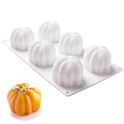 Halloween-Kürbis-Silikon-Kuchenform mit 6 Mulden für Schokoladenmousse, Eis, Gelee, Pudding, Dessert, Backformen, Pfannendekorationswerkzeuge