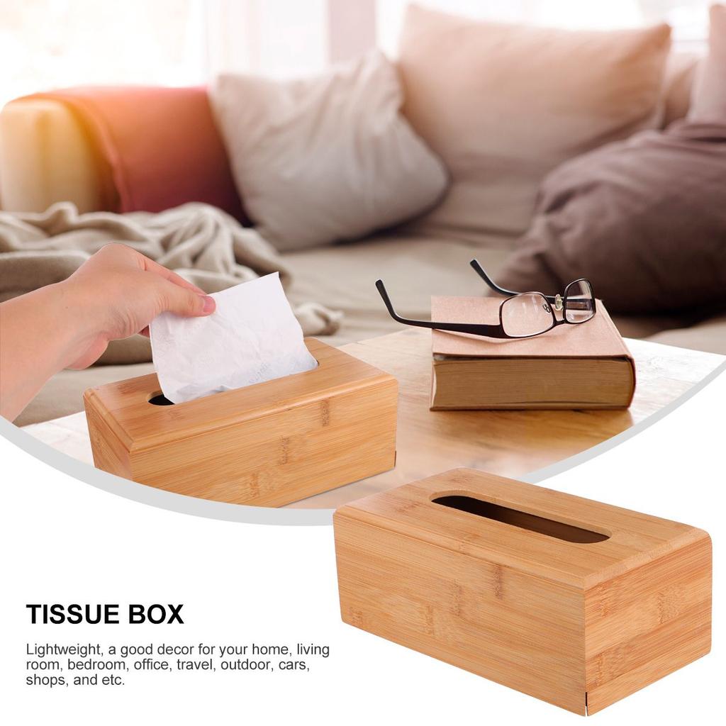 Wooden Tissue Box Napkin Holder Paper Storage Container Case for Home Living Room Bedroom Office Travel Outdoor Cars Shops
