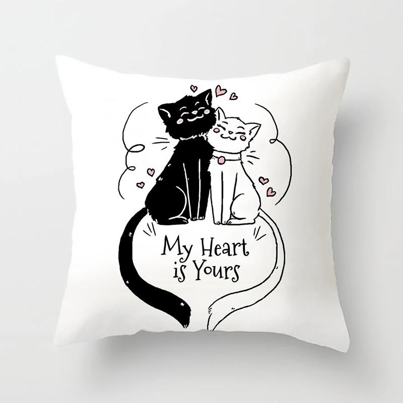 Abstract Black Cat Pattern Pillowcase Office Living Room Home Pillowcase Car Ornaments