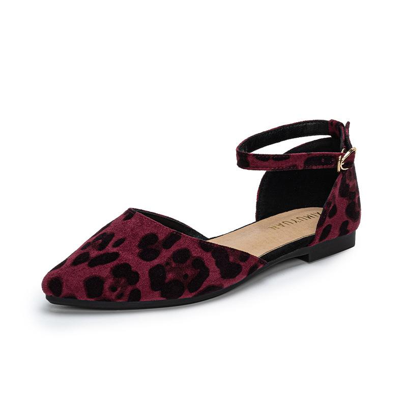 

Модные коричневые/красные леопардовые балетки женские с ремешком на щиколотке, балетки Д Орсе с острым носком, весенне-летние мэри джейн, разноцветные балетки, большой размер 43 38 красный