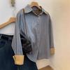Blue striped long-sleeved shirt women's spring and autumn design sense niche autumn top high-end sense shirt jacket