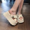 Fashion Fashion Pocket Chunky Platform Sandals Women 2024 Summer 8CM Wedge High Heels Sandals Woman Thick Bottom Slides Beach Slippers