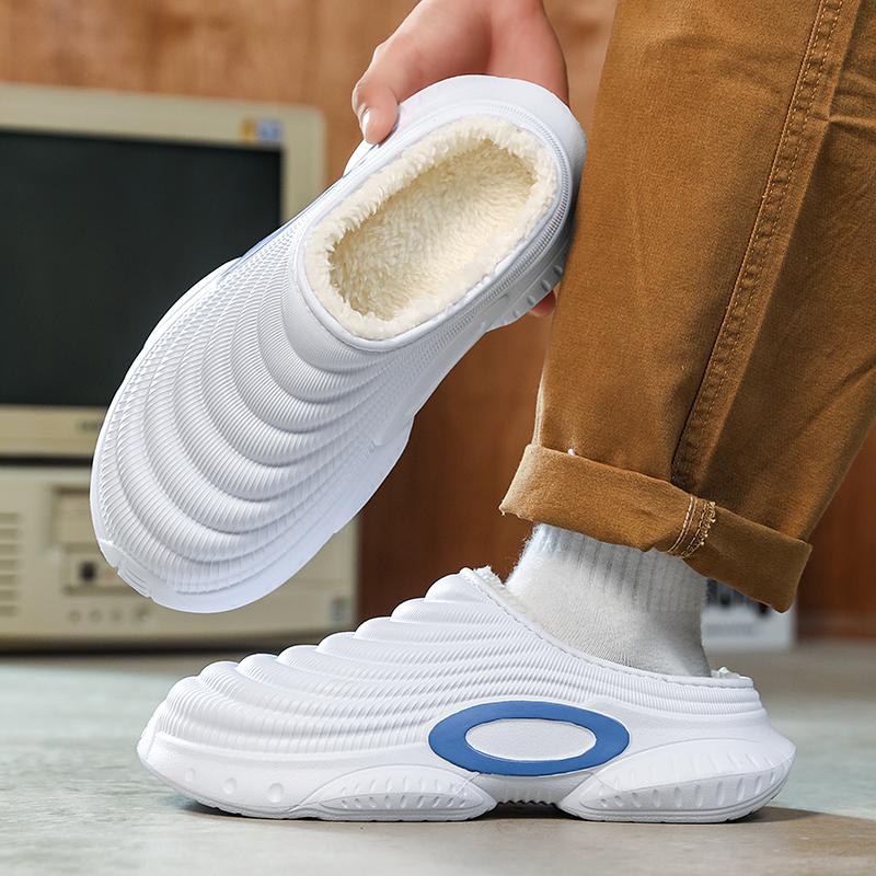 Zapatillas Cálidas de Invierno para Hombre Zapatillas de Algodón Tacones Envolventes Exterior Interior Zapatos Cálidos para Hombre Hogar Dormitorio Zapatillas Cálidas de Felpa 38-45