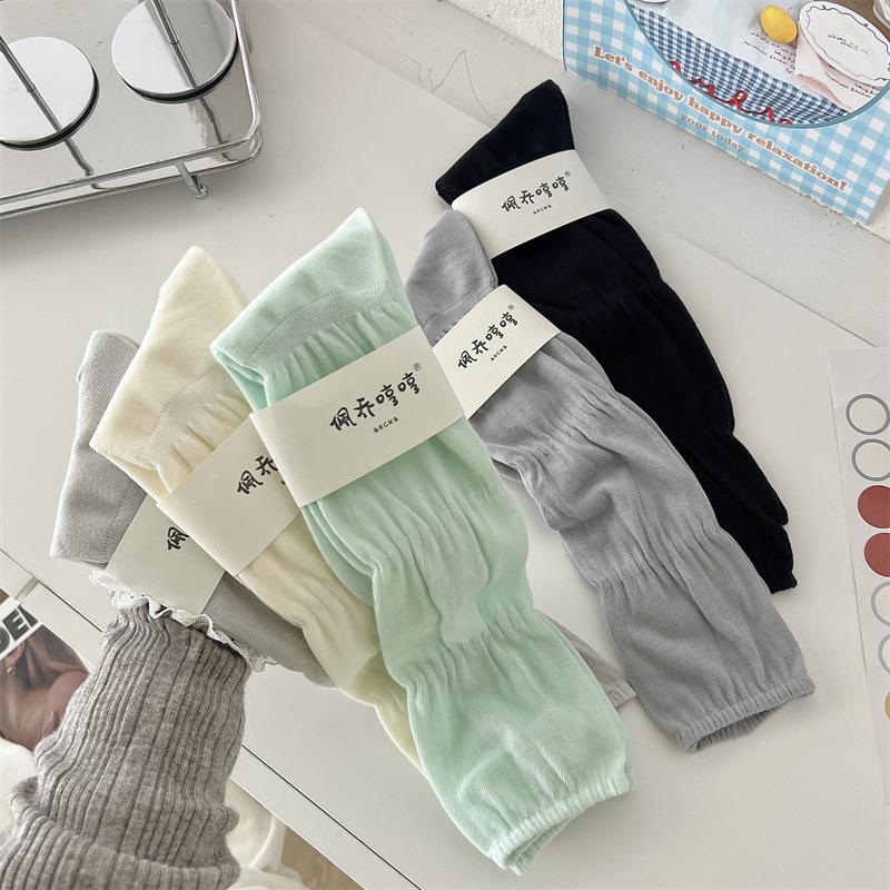 Dui Dui Thin Summer Socks, Combed Cotton, Breathable and Sweet Women's Shoes, Ballet Sock Style, Solid Color Calf Socks, Versatile