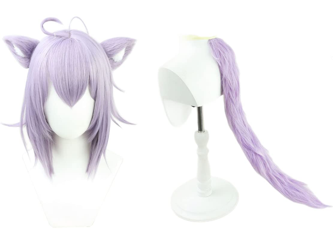 

Парик для косплея Nekomata Rice Porridge, термостойкий фиолетовый парик, парик для косплея на Хэллоуин, мероприятия, фотосессии и фестивали (Парик + Уши + Хвост)