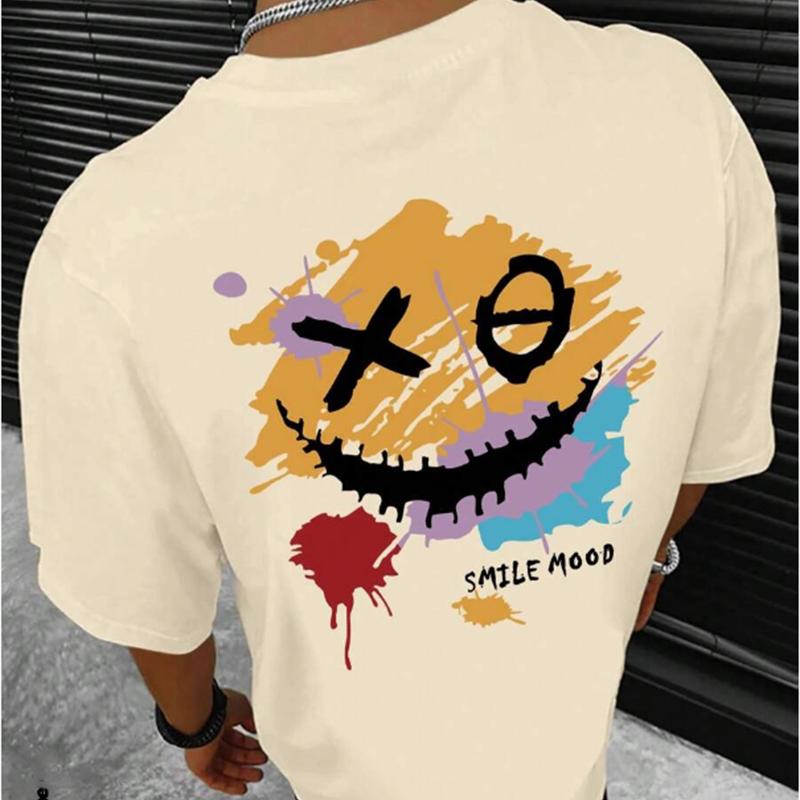 

Новая летняя мужская модная футболка с призрачным лицом, мужская футболка с принтом граффити, топ 8XL бежевый