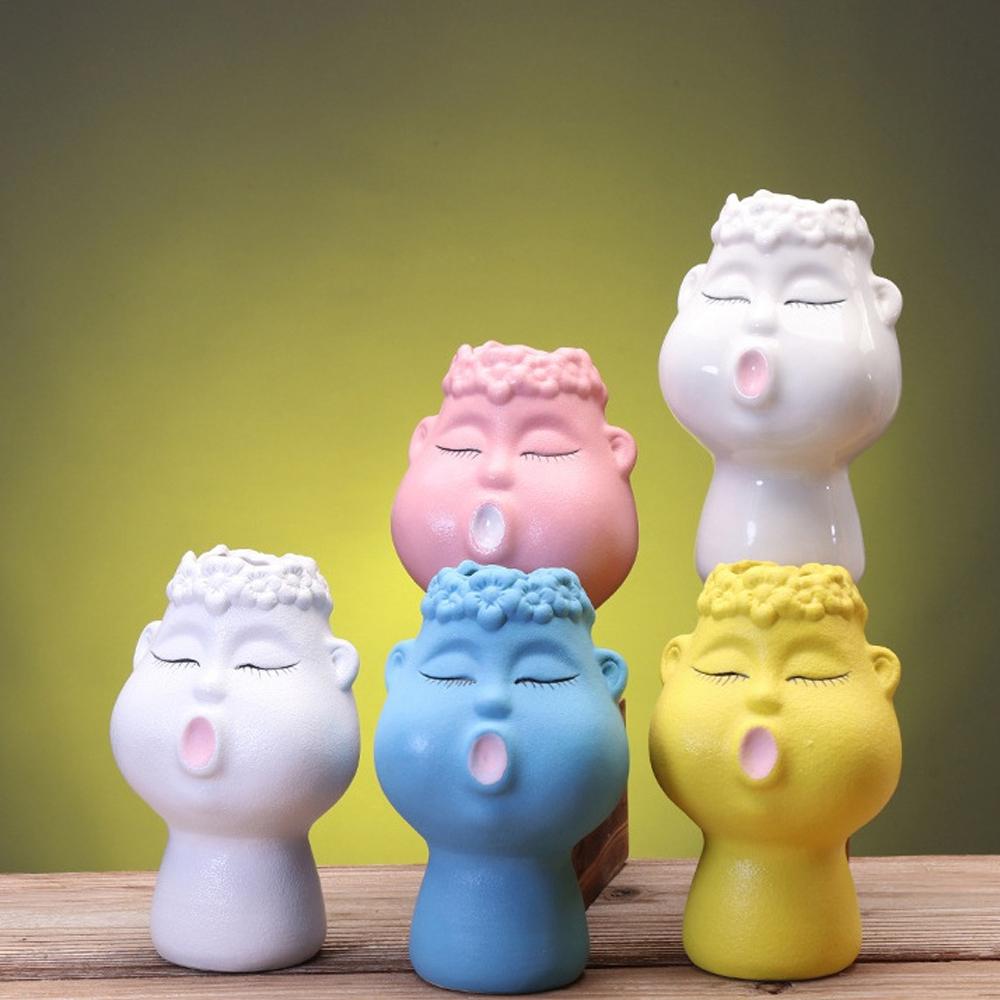 Kreatywny Wazon Statua Chłopca Ceramiczny Wazon Hydroponiczny Dekoracja na Suche Kwiaty Kompozycja Kwiatowa Wystrój Domu Ozdoba Artystyczna do Salonu