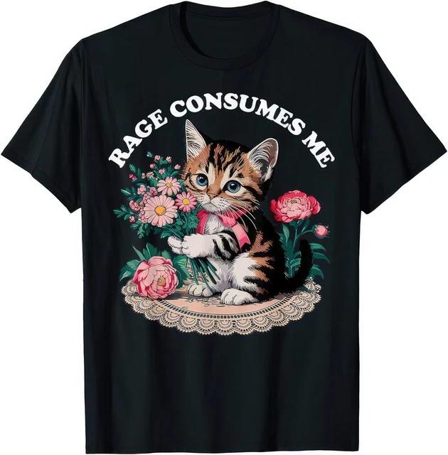 Cat Rage Consumes Me Funny Angry Cat Meme Graphic Unisex T Shirt S