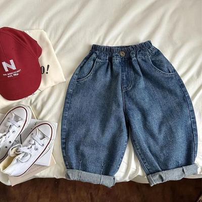 Children's Spring and Summer Loose Harem Pants Casual Soft Mid-waist Jeans for Small and Medium-sized Children