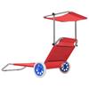 Foldable Sun Lounger with Sunshade and Wheels Steel Red