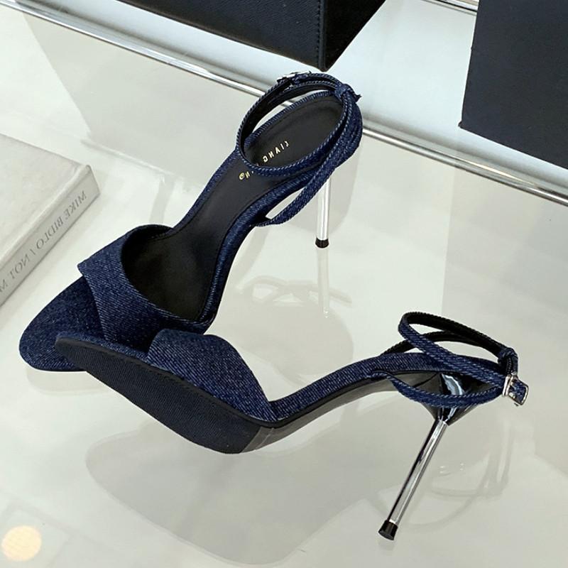 Fashion Pointed Toe Belt Buckle Super High Heel Women Sandals Fashion Open Toe Thin Heel Sandals Simple Comfortable Ankle Strap Pumps