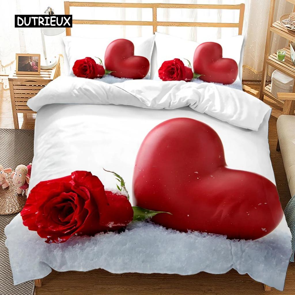 Rose Luxurious Pink Rose Pattern Bedding Set with Microfiber Material for Girls and Women