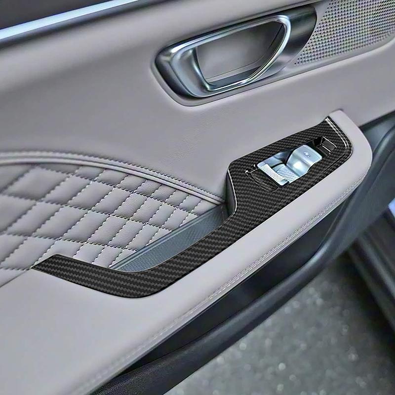 Styling Window Glass Lifting Buttons Panel Decoration Cover Trim For BYD Han  LHD Carbon Fiber Color Interior Accessories