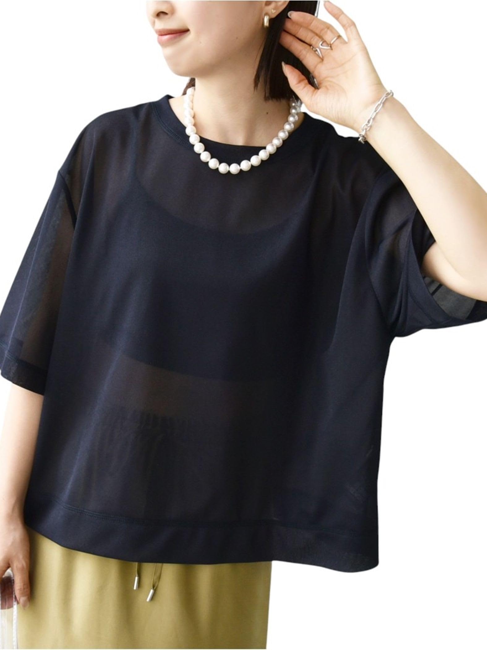 

Ships for Women Hand Washable Sheer Tricot Short Sleeve Pullover One Size (312330061) Navy,