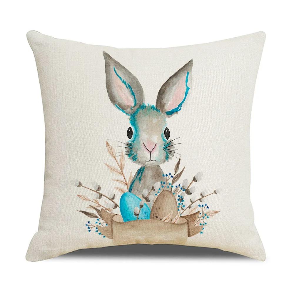 Home Decor Easter Rabbit Floral Pattern Cushion Covers Pattern Cushion Cover Suitable For Sofa Bedroom Car Pillow Cover
