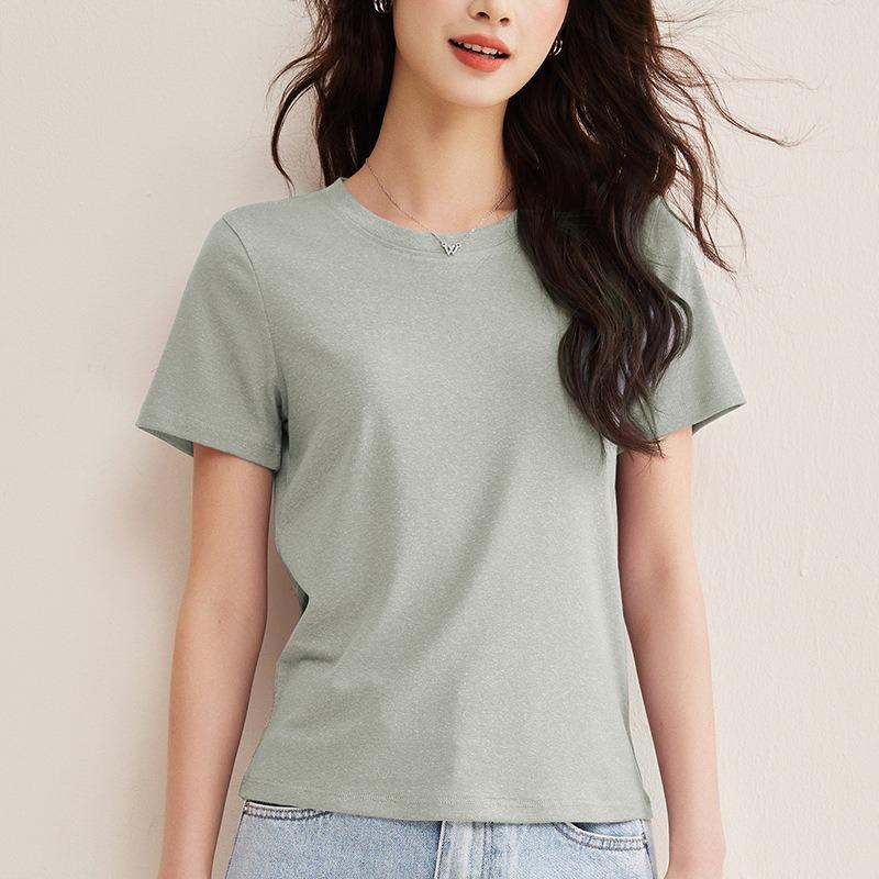 Lyocell Linen T-shirt Women's Summer Short-sleeved Thin Bottoming Shirt Loose Top Clothes
