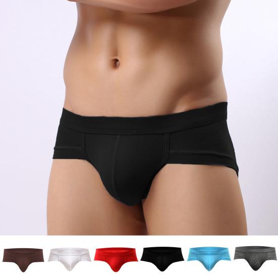 U Convex Lift Hip Men Underpants Stretchy Low Waist Solid Color Boxer Briefs
